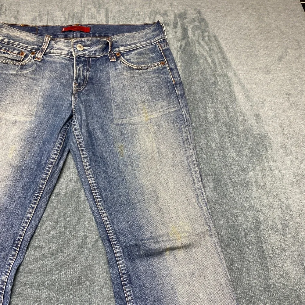 Vintage Levi's 569 Jeans Women 03 30x32 Blue Denim Medium Wash Flare Leg Raw Hem